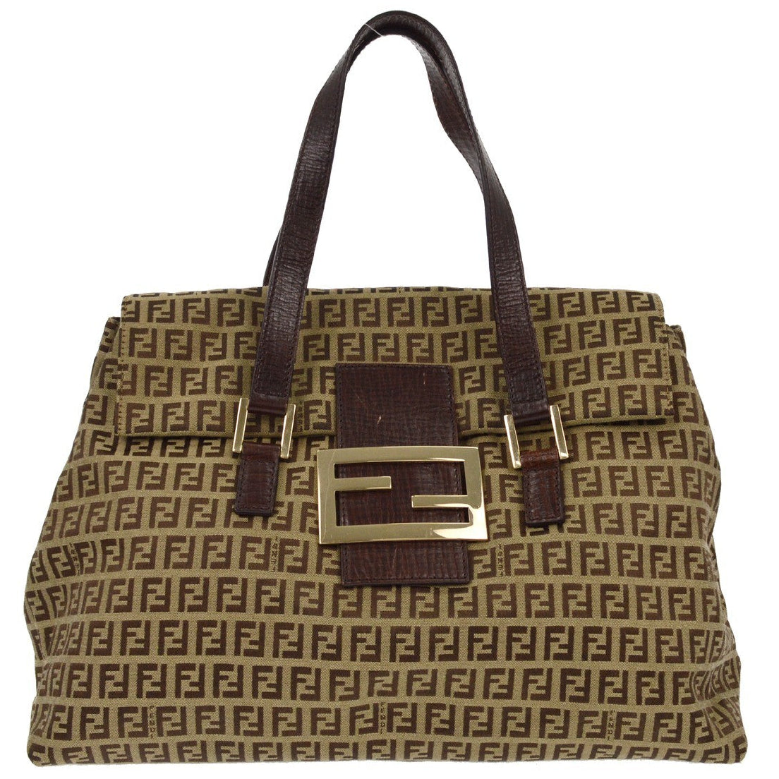 Fendi Zucchino Satchel Vintage Bag Brown