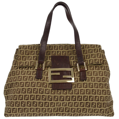 Fendi Zucchino Satchel Vintage Bag Brown