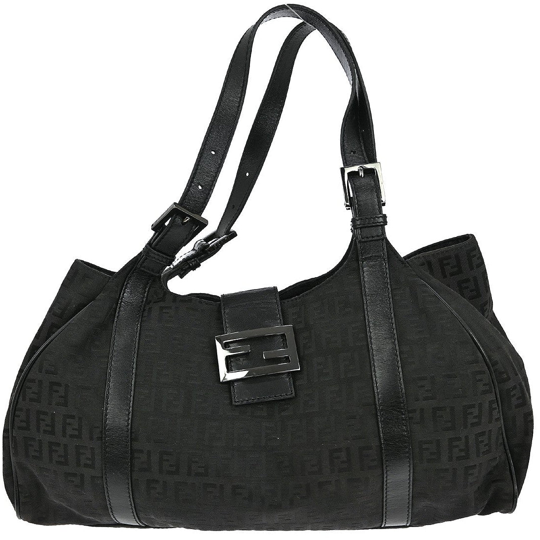 Fendi Zucchino Vintage Shoulder Bag Black